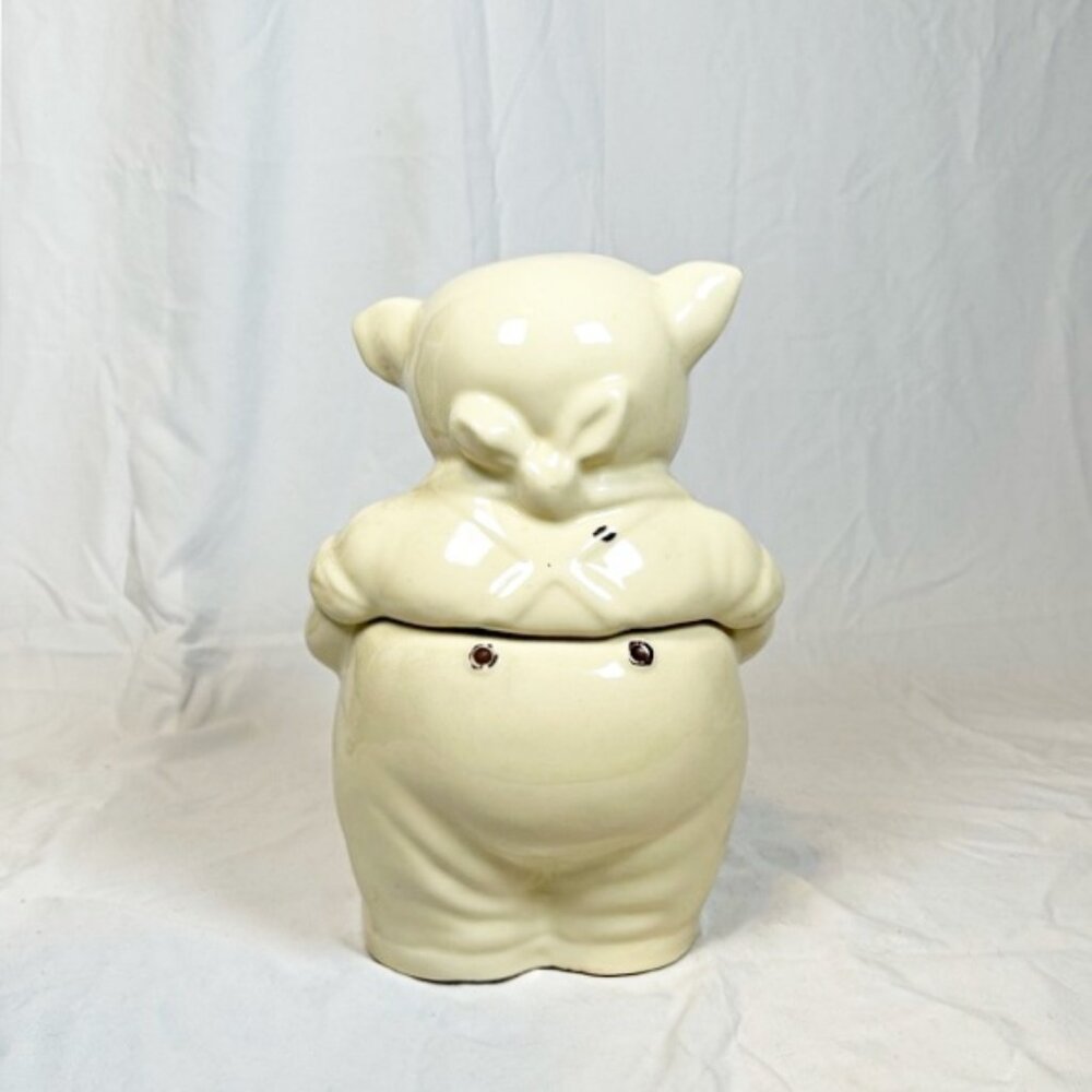 Vintage 1940s Shawnee Pottery 11.5" Ceramic Porcelain Smiley Pig Cookie Jar - Picture 6 of 7